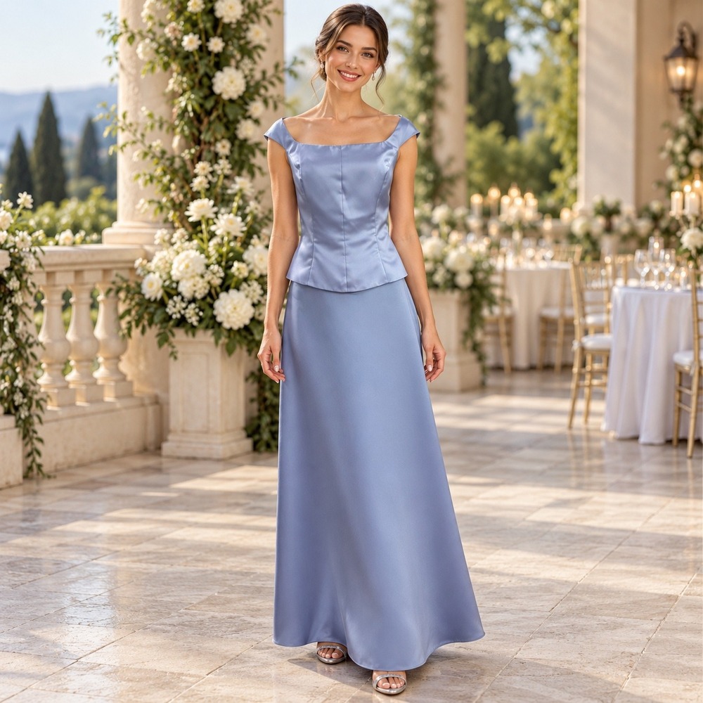 Impression Size 12 Periwinkle Satin 2 Piece Evening Gown Y2K Bridesmaid Prom NWT